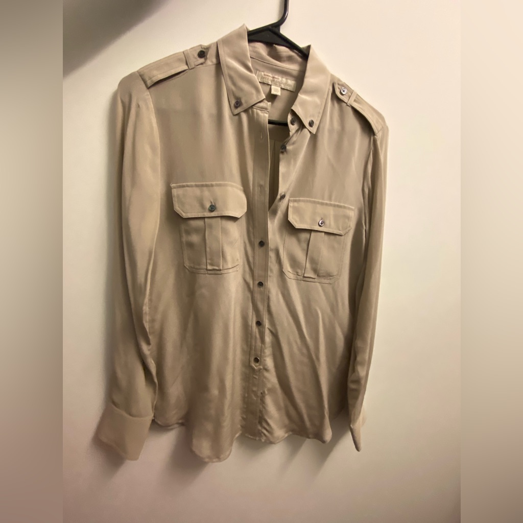 Banana Republic 100% Silk Light Tan Heritage Shirt